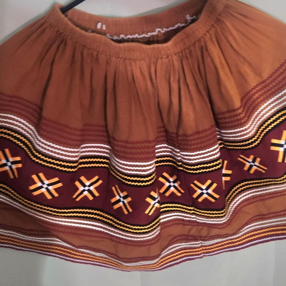 Earthy Geometric Mini Skirt,medium retro hippie festival cottagecore 70's vibe